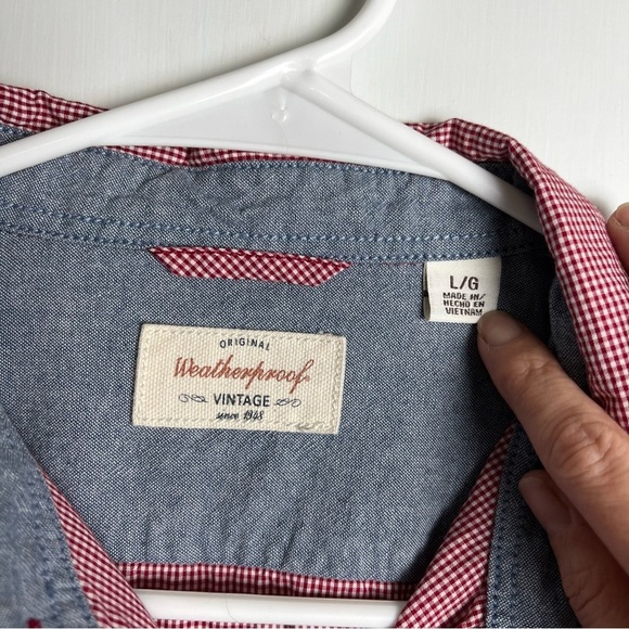 Weatherproof - Red & White Gingham Button Down - Sz. Lg - Picture 3 of 6